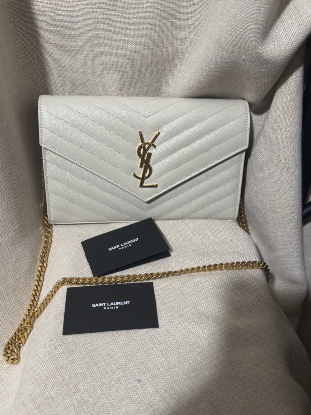 Ysl white handbag